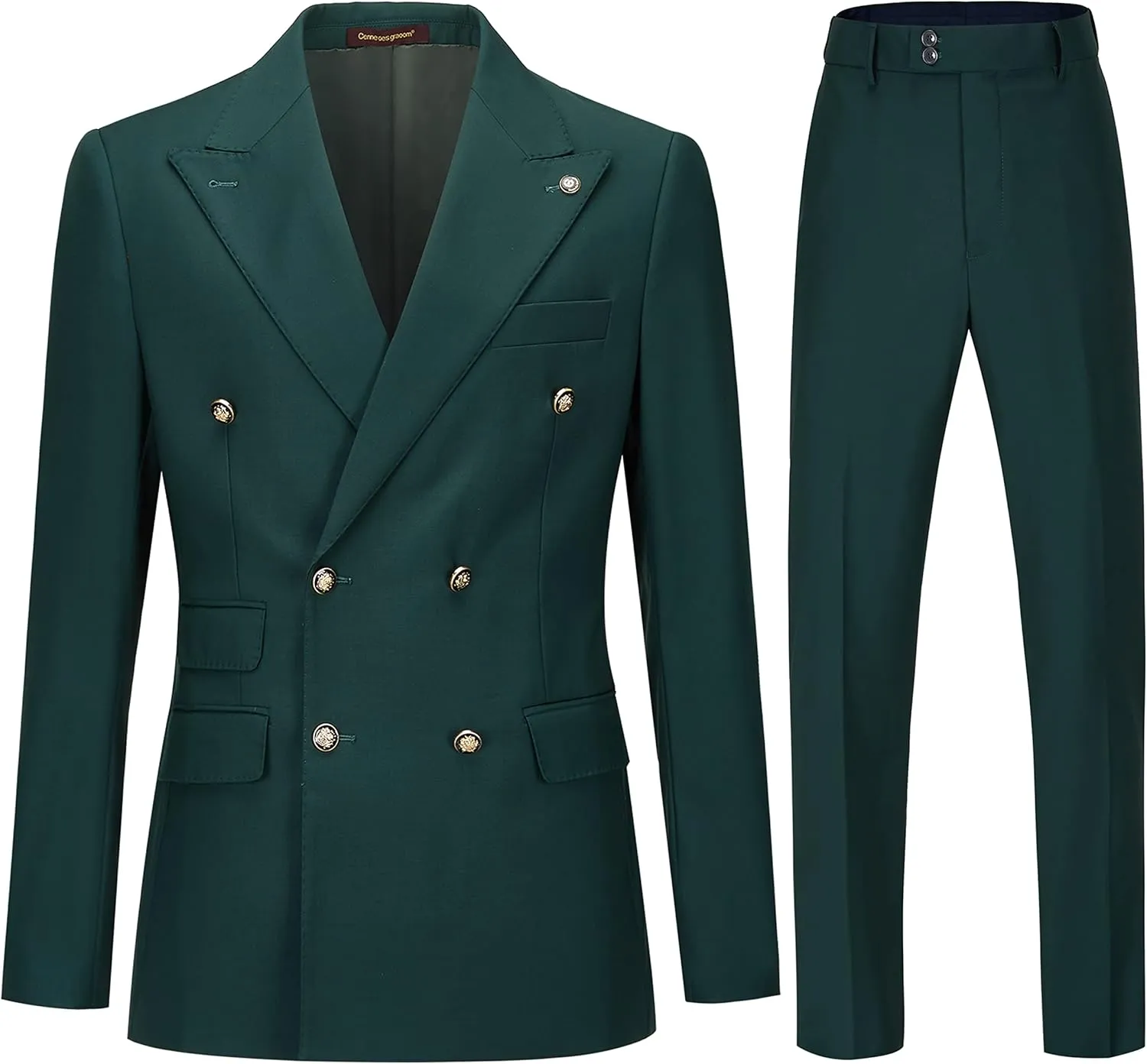 Men's Slim Fit 2 Piece Suit Double Breasted Business Wedding Prom Tuxedo Suits Blazer & Pants Set