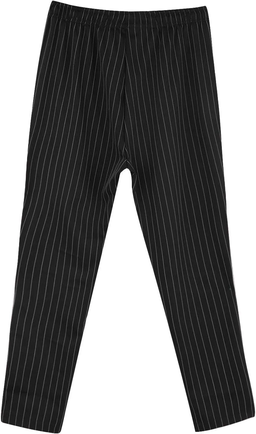Mens Slim Fit Striped Casual Pants Casual Elastic Waist Drawstring Pencil Pants Skinny Stretchy Chino Trousers for Work