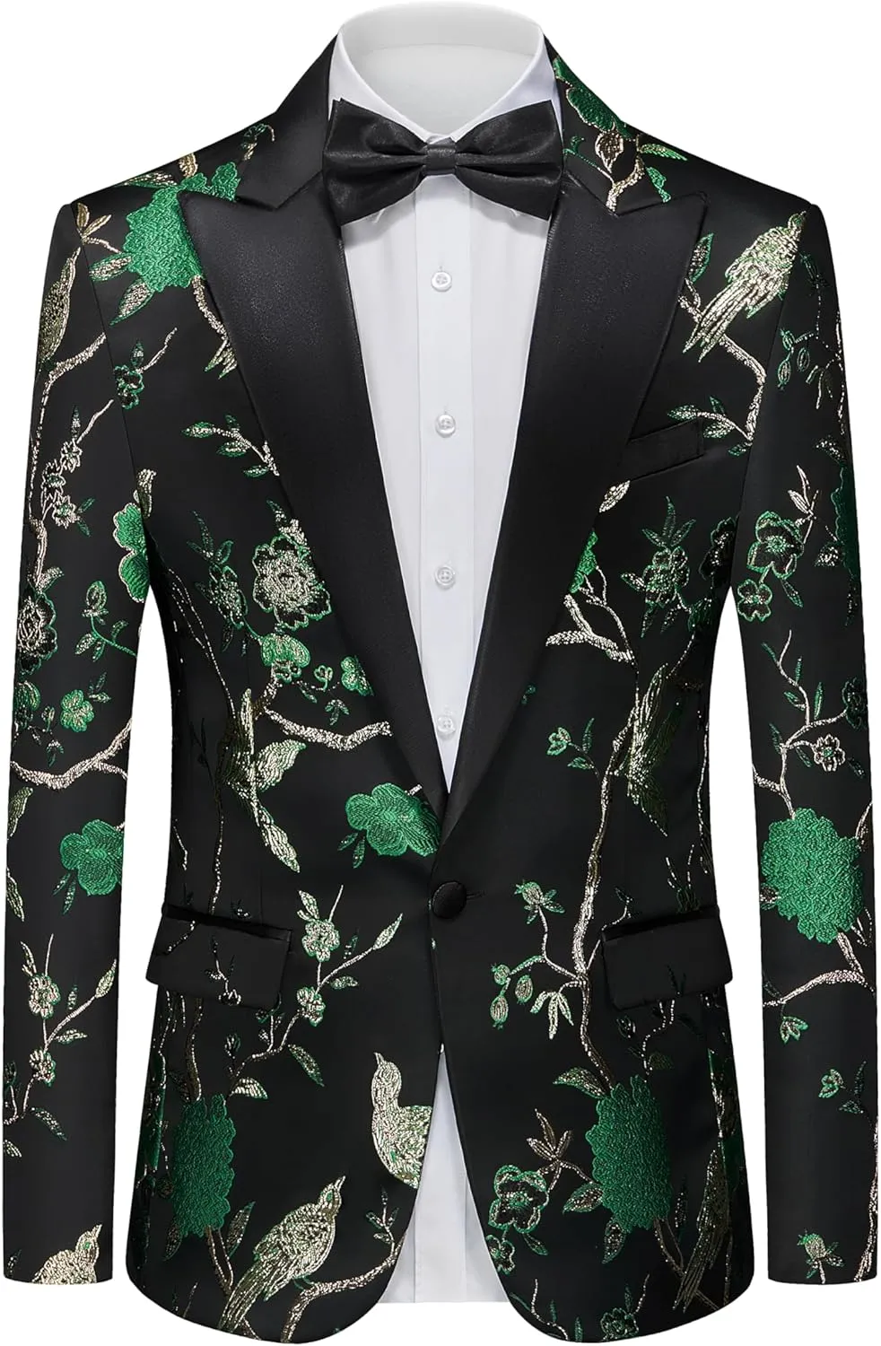 Mens Suits Slim Fit 2 Piece Formal Tuxedo Suits Blazer Pants with Bow Tie for Wedding Prom