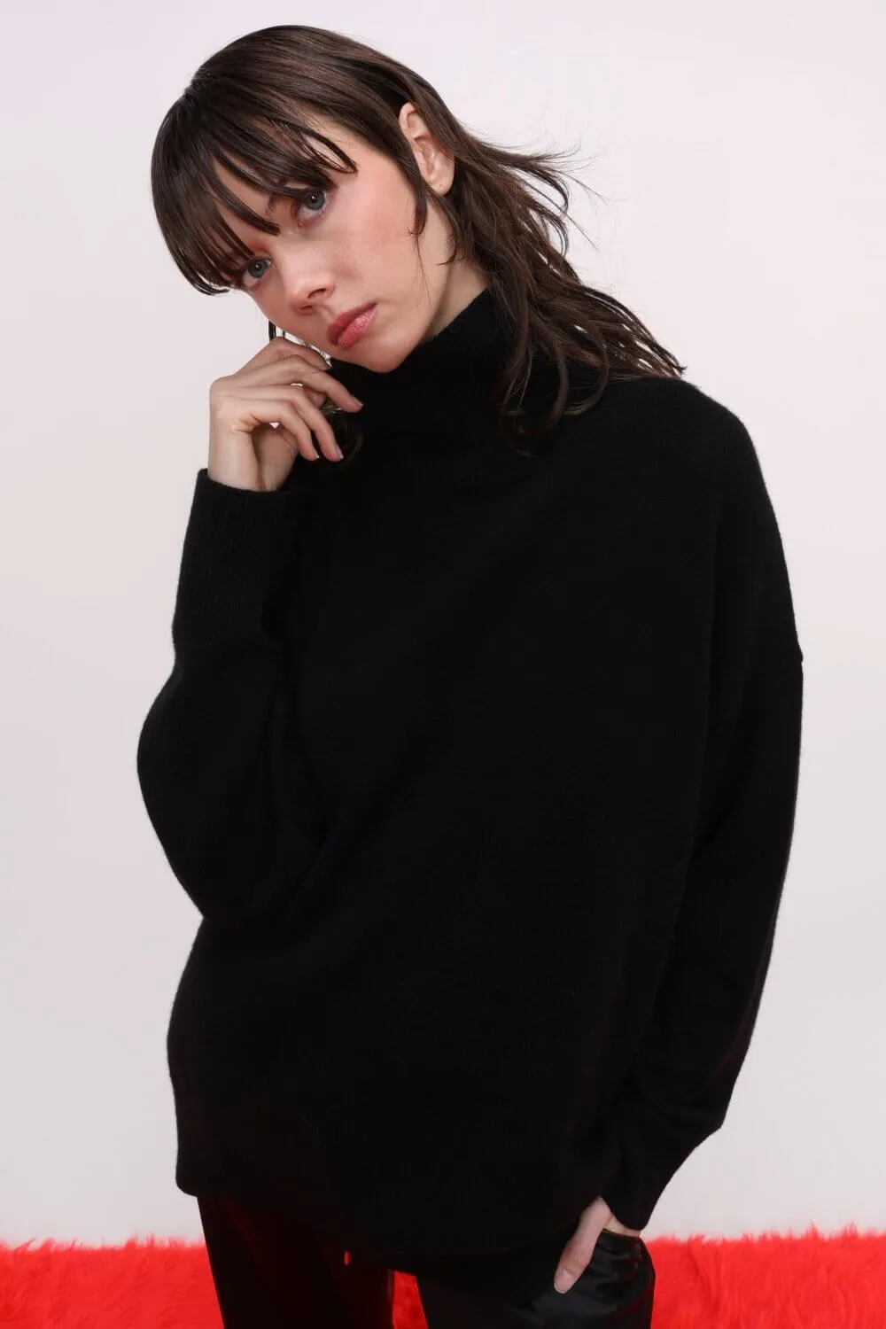 Merino and Cashmere Blend Turtleneck Sweater