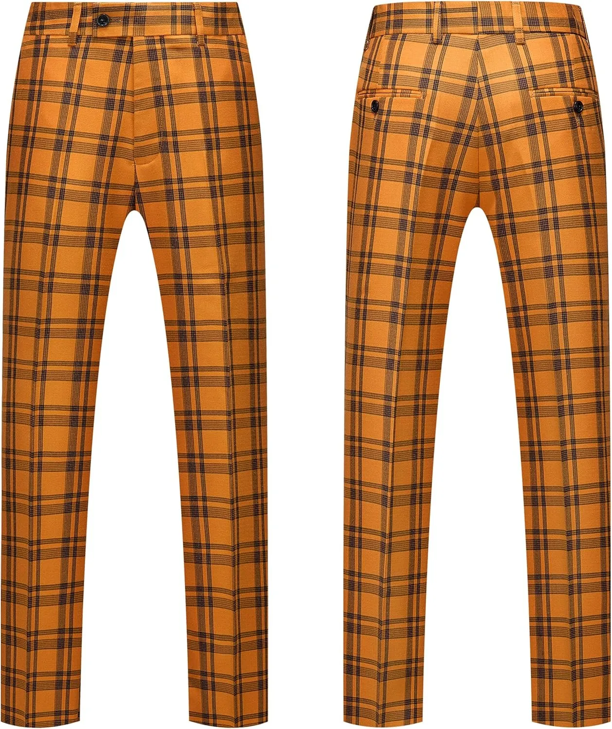 MOGU Mens 3-Piece Slim Fit Plaid Suit - Blazer, Vest, and Pants Set for Wedding Prom Casual