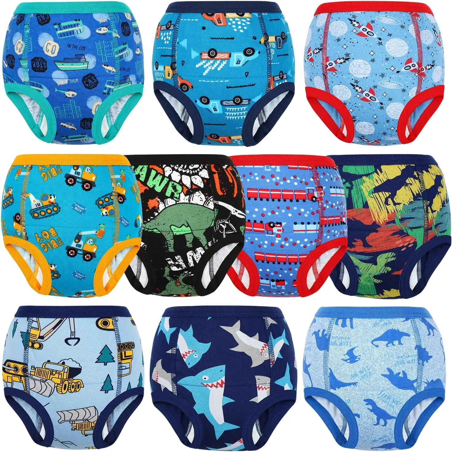 MooMoo Baby Potty Training Underwear 10 Packs Absorbent Toddler Training Pants for Boys and Girls Cotton Pee Pants 2T-9T
