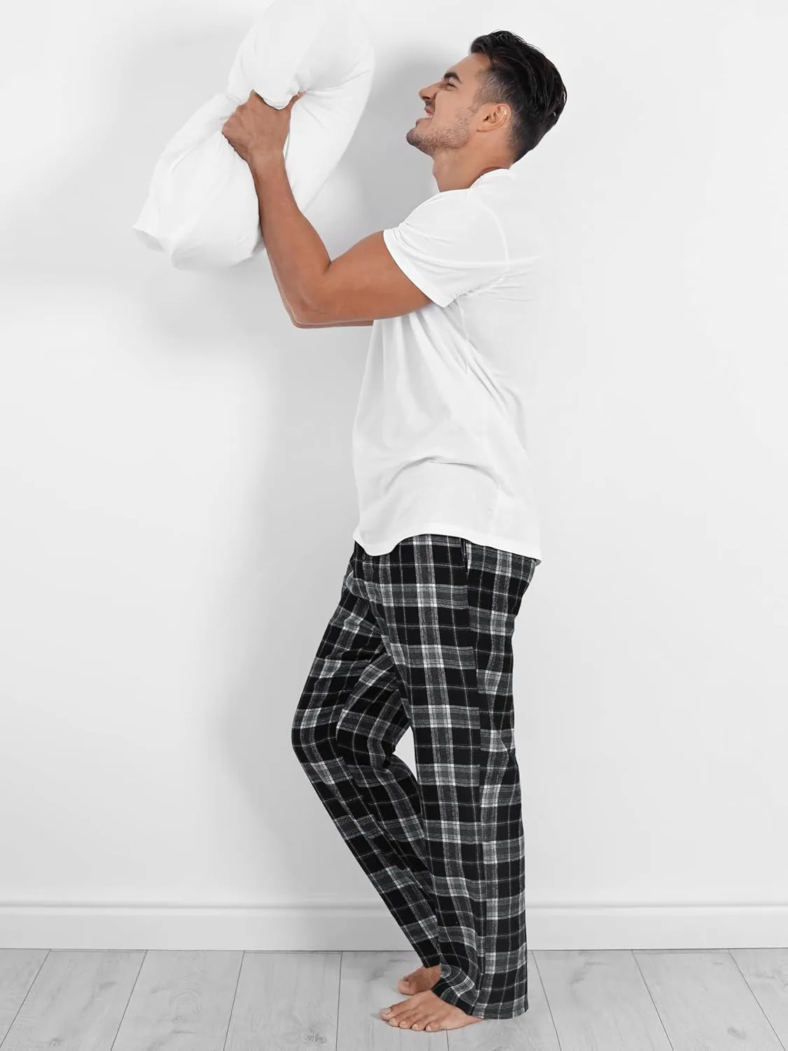 Motarto Men's Pajama Pants Flannel Plaid Pajama Sleep & Lounge PJ Bottoms Warm Sleepwear with Drawstring Pockets
