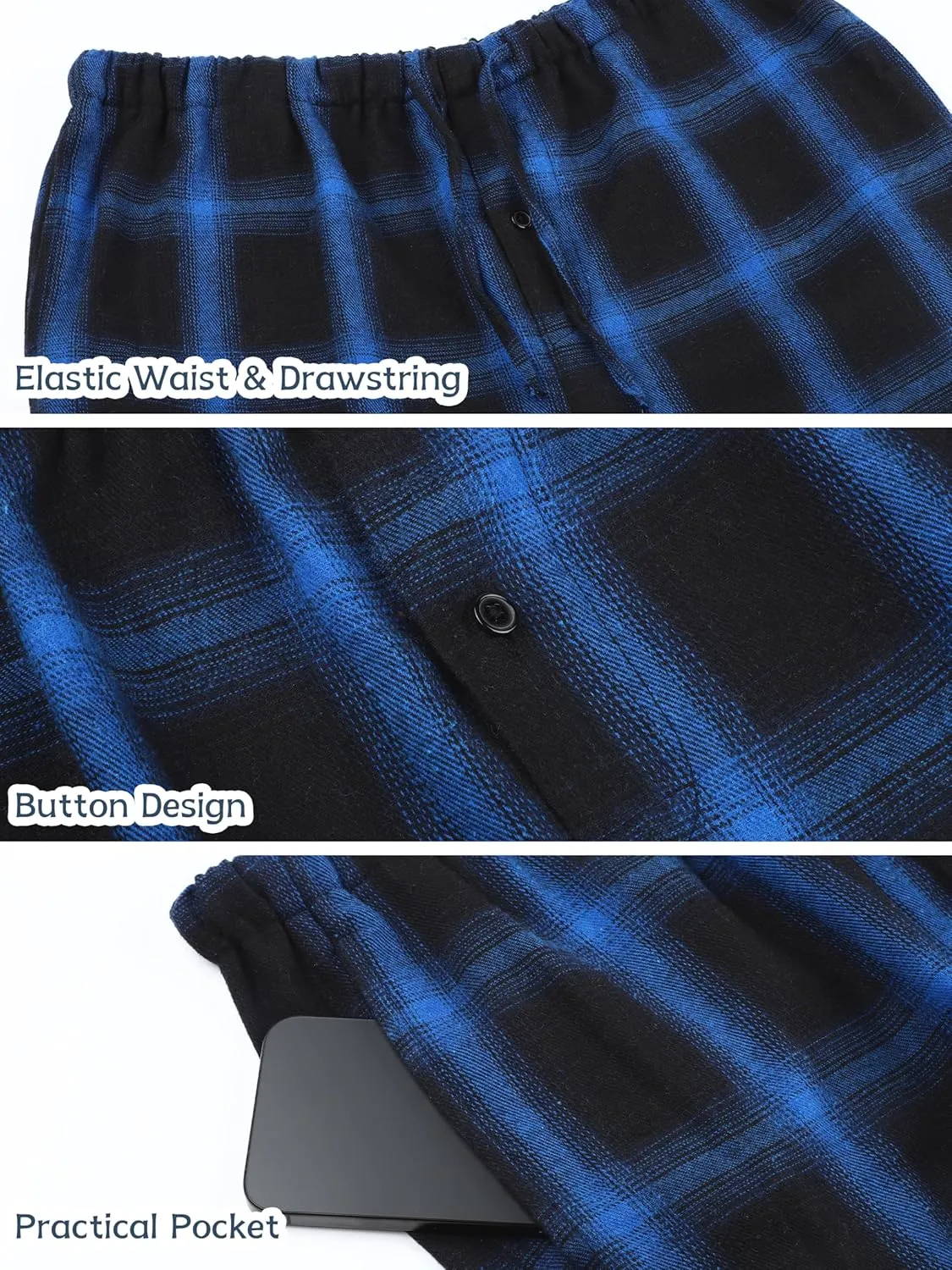 Motarto Men's Pajama Pants Flannel Plaid Pajama Sleep & Lounge PJ Bottoms Warm Sleepwear with Drawstring Pockets