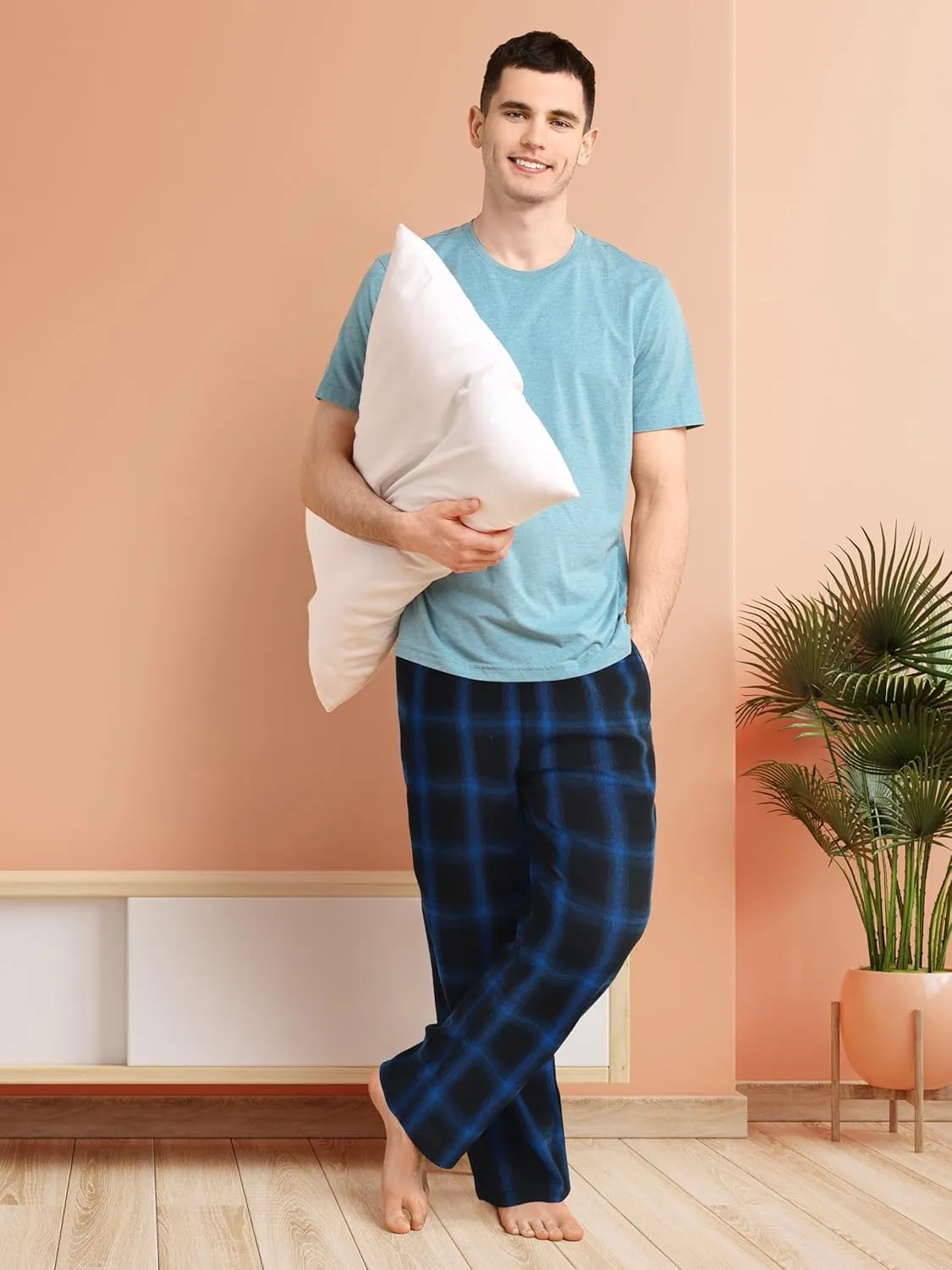 Motarto Men's Pajama Pants Flannel Plaid Pajama Sleep & Lounge PJ Bottoms Warm Sleepwear with Drawstring Pockets