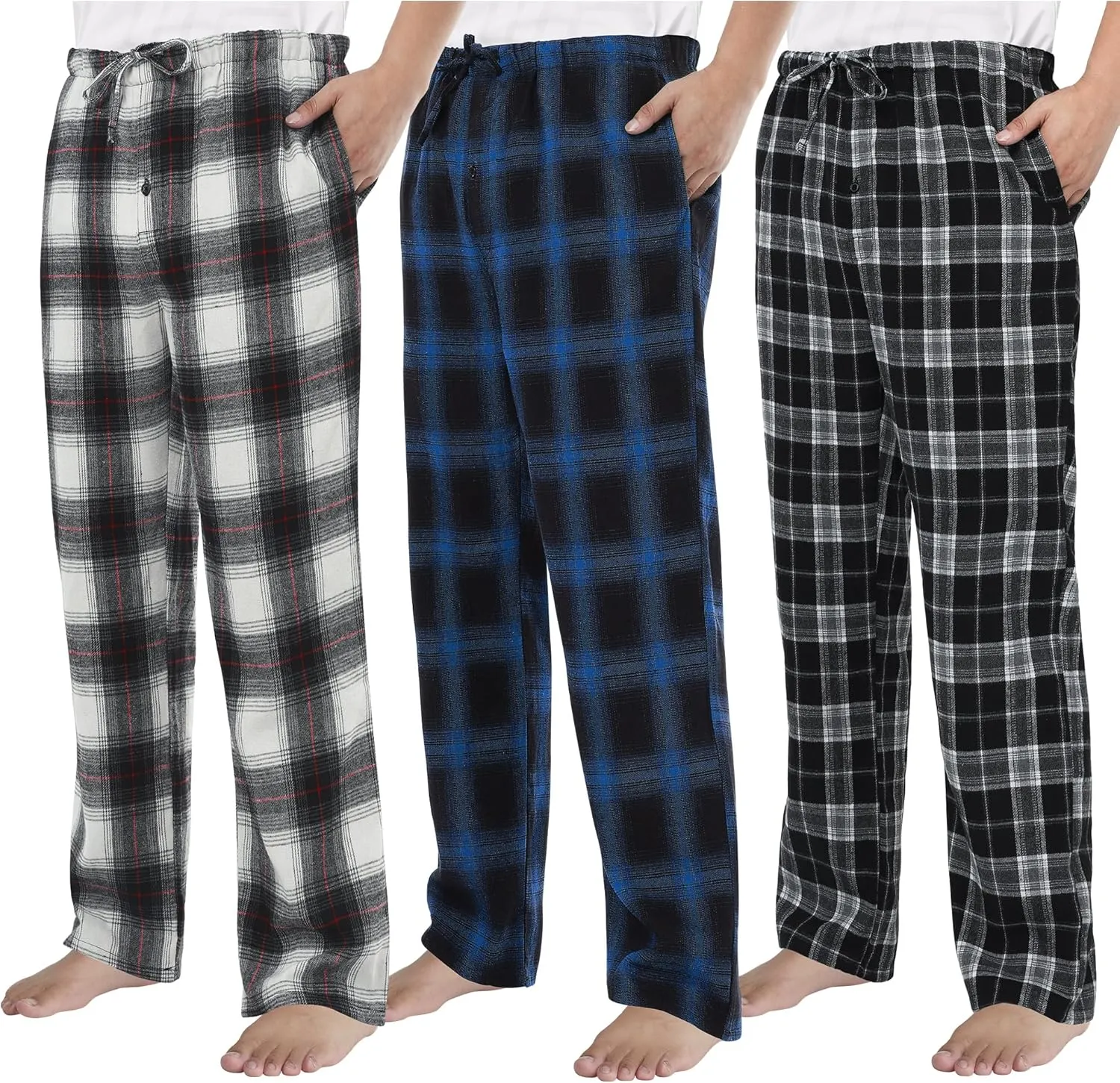 Motarto Men's Pajama Pants Flannel Plaid Pajama Sleep & Lounge PJ Bottoms Warm Sleepwear with Drawstring Pockets