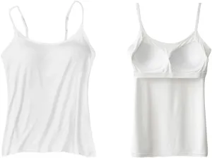 New Tank with Built-in Bra,Women's Camisole with Built in Padded Bra,Adjustable Spaghetti Strap Vest Padded Tank Tops