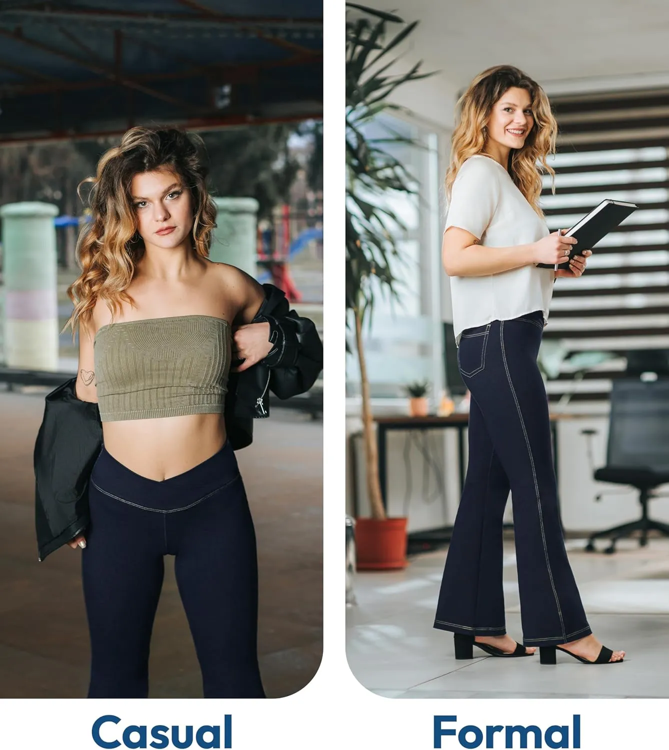 Nirlon Crossover Bootcut Jeggings for Women - Flare Leggings for Women Tummy Control Regular and Plus Size Jeggings