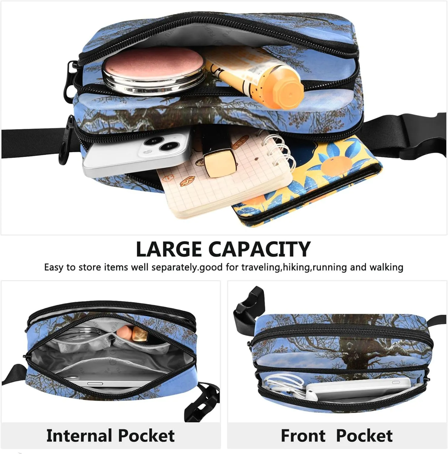 Painting Oak Tree Snow Women Fanny Packs Waterproof Belt Bag Hip Pouch Cute Travel Waist Pack for Men