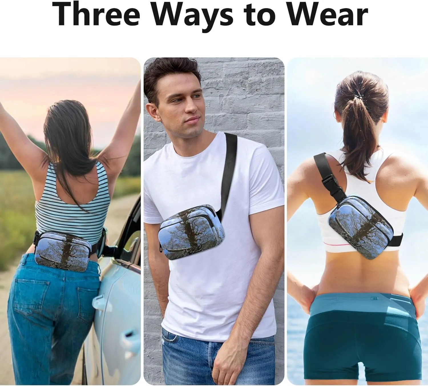 Painting Oak Tree Snow Women Fanny Packs Waterproof Belt Bag Hip Pouch Cute Travel Waist Pack for Men