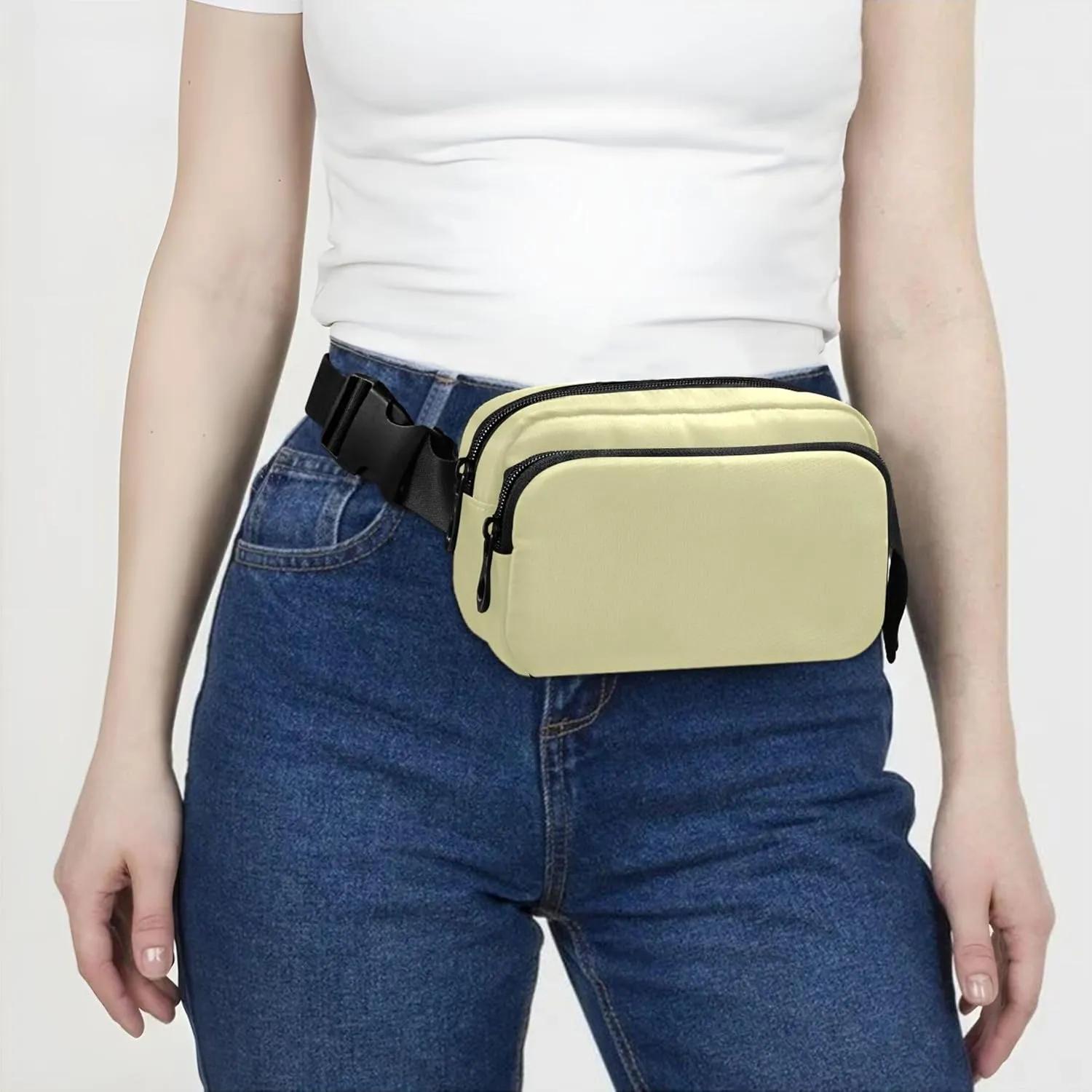Pale Goldenrod Fanny Packs Women Waterproof Hip Pack Belt Bag Funny Crossbody Waist Bag