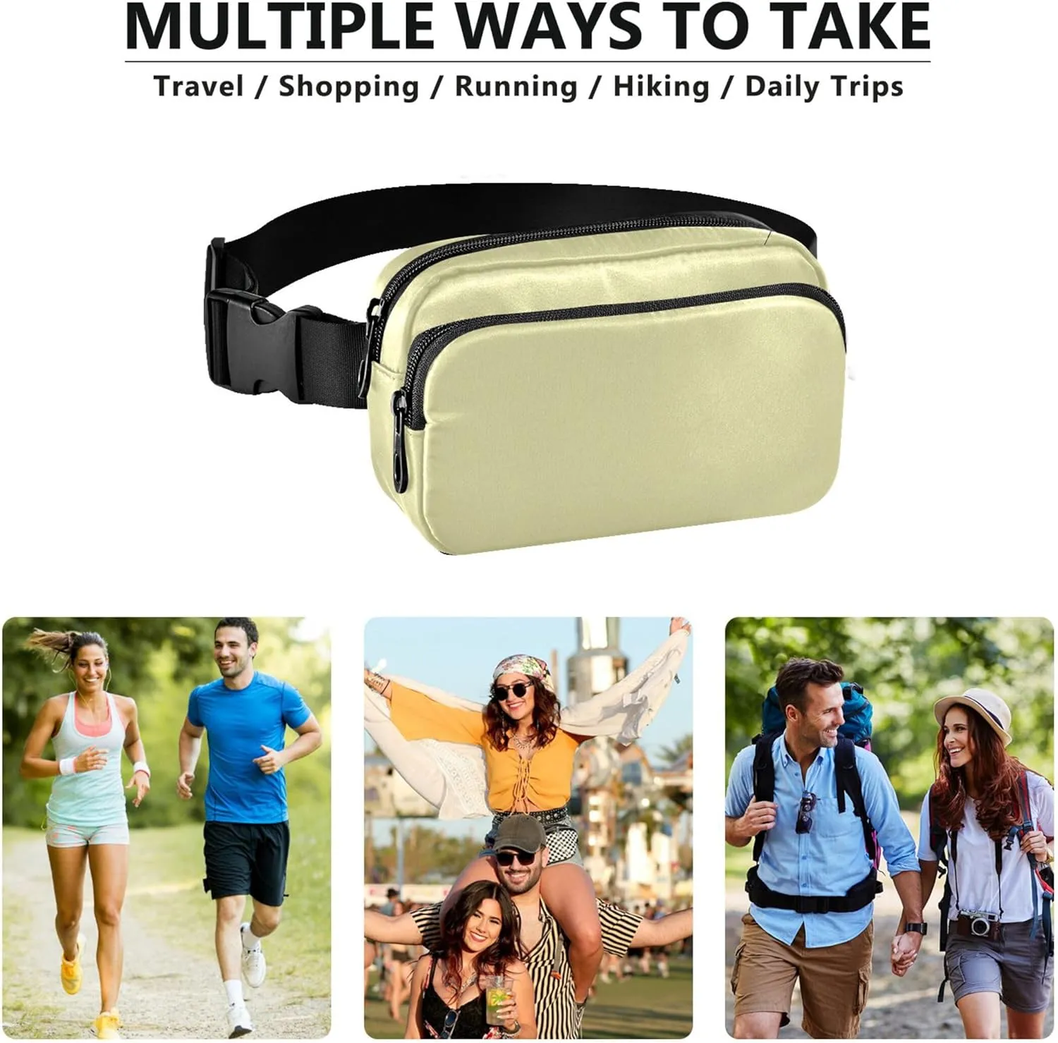 Pale Goldenrod Fanny Packs Women Waterproof Hip Pack Belt Bag Funny Crossbody Waist Bag