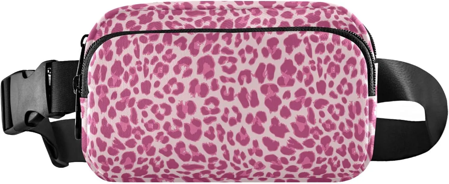 Pink Leopard Look Waterproof Women Fanny Packs Hip Bag Belt Pouch Colorful Travel Waist Pack for Men