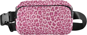 Pink Leopard Look Waterproof Women Fanny Packs Hip Bag Belt Pouch Colorful Travel Waist Pack for Men