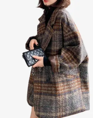 Plaid Double Breasted Female Overcoat - Bella philosophy Dark Academia clothing and Elegant