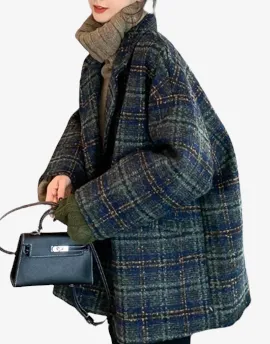 Plaid Double Breasted Female Overcoat - Bella philosophy Dark Academia clothing and Elegant