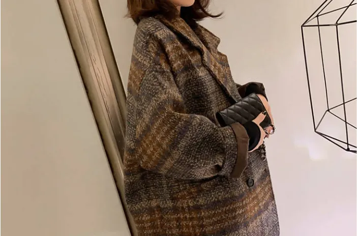 Plaid Double Breasted Female Overcoat - Bella philosophy Dark Academia clothing and Elegant