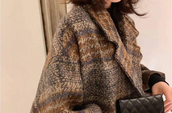 Plaid Double Breasted Female Overcoat - Bella philosophy Dark Academia clothing and Elegant