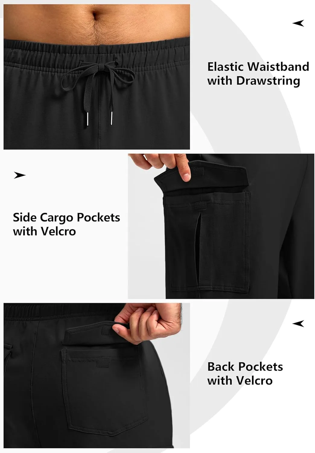 Pudolla Men's Cotton Sweatpants with Cargo Pockets Open Bottom Yoga Pants for Men Lounge Pants for Athletic Workout Casual