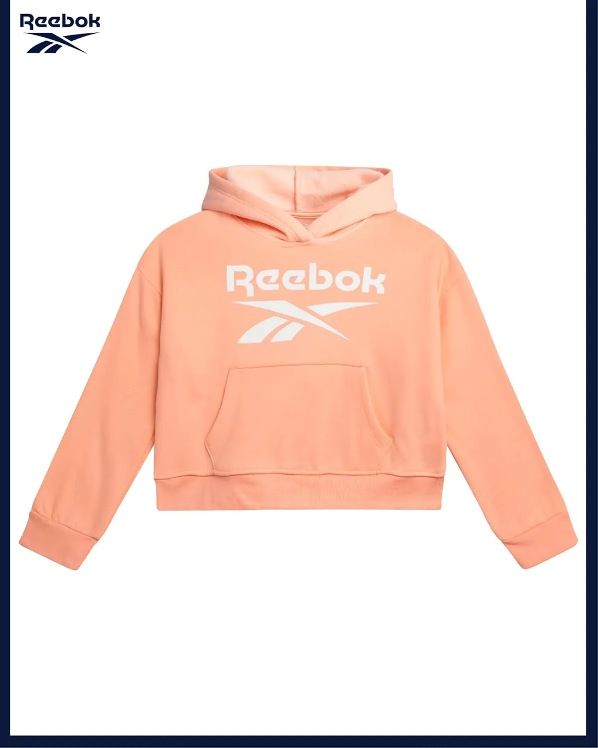 Reebok Girls' Hoodie - Soft Spun Fleece Pullover Sweatshirt with Front Pockets - Athletic Hoodies for Girls (7-12)
