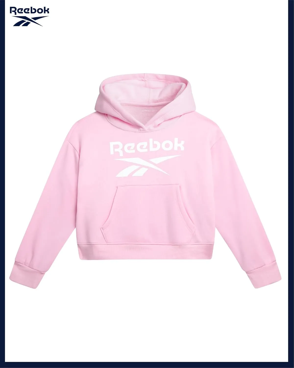 Reebok Girls' Hoodie - Soft Spun Fleece Pullover Sweatshirt with Front Pockets - Athletic Hoodies for Girls (7-12)