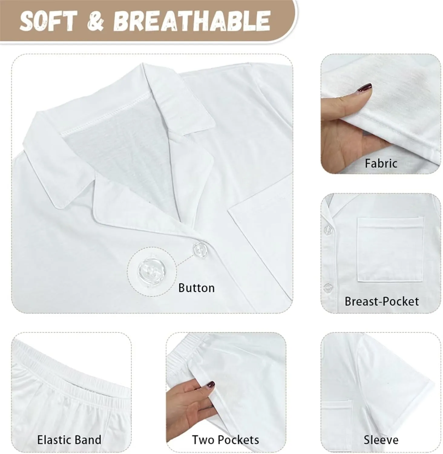 Renewold Women's Pajama Sets Short Sleeve Women's Sleepwear Notch Collar Button Down Nightwear Loungewear Top and Shorts