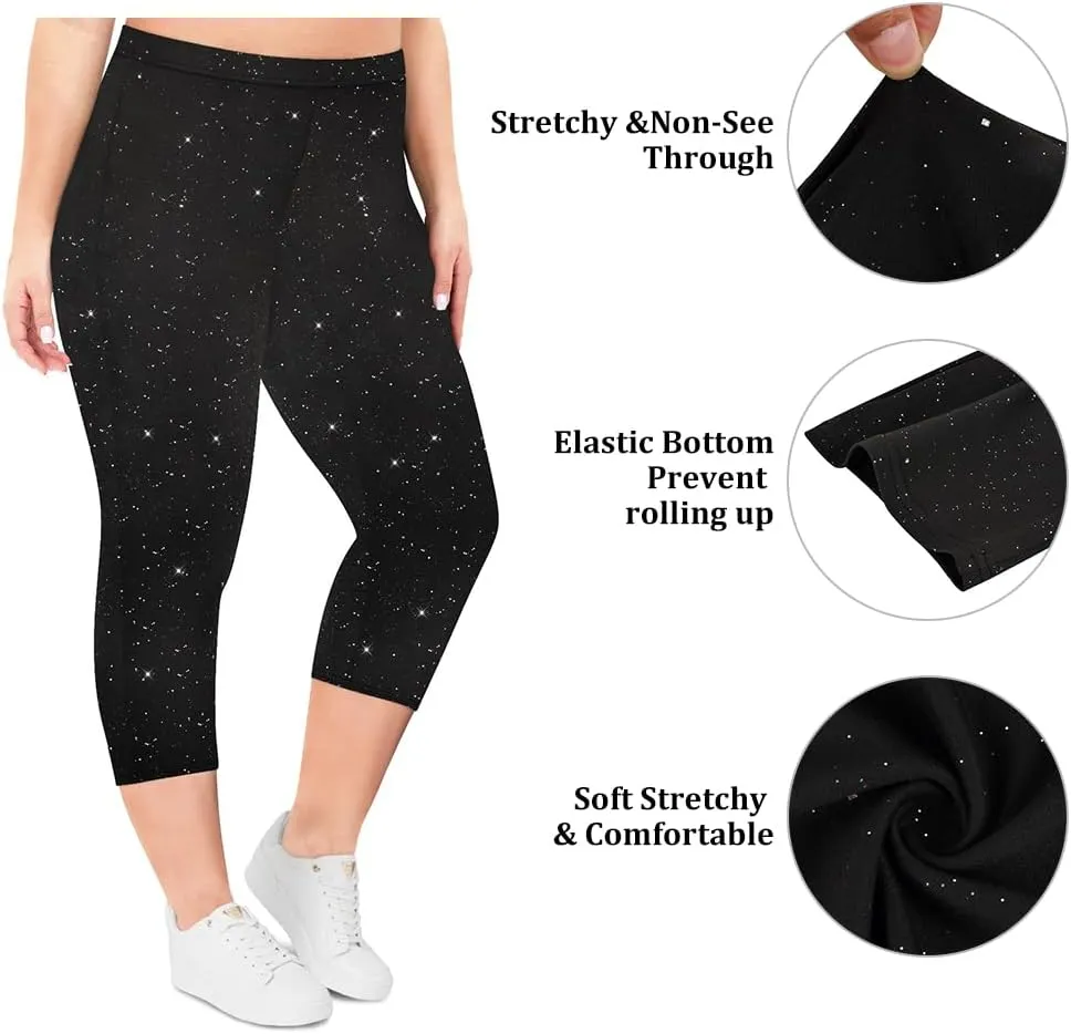 RITERA Plus Size Leggings for Women High Waist Capri Legging Oversized Stretchy Workout Pants XL-5XL