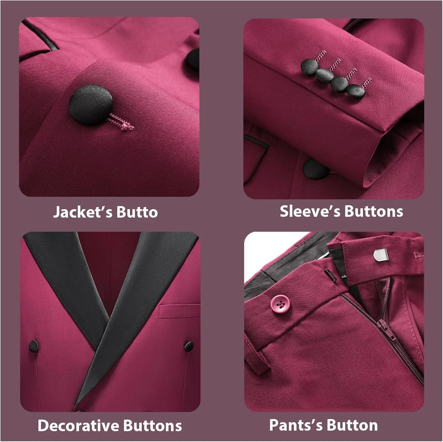 Rogers & Morris Tuxedo Suits for Men Solid 2 Piece Regular Fit Formal Set Peak Lapels Double Breasted Jacket and Pants