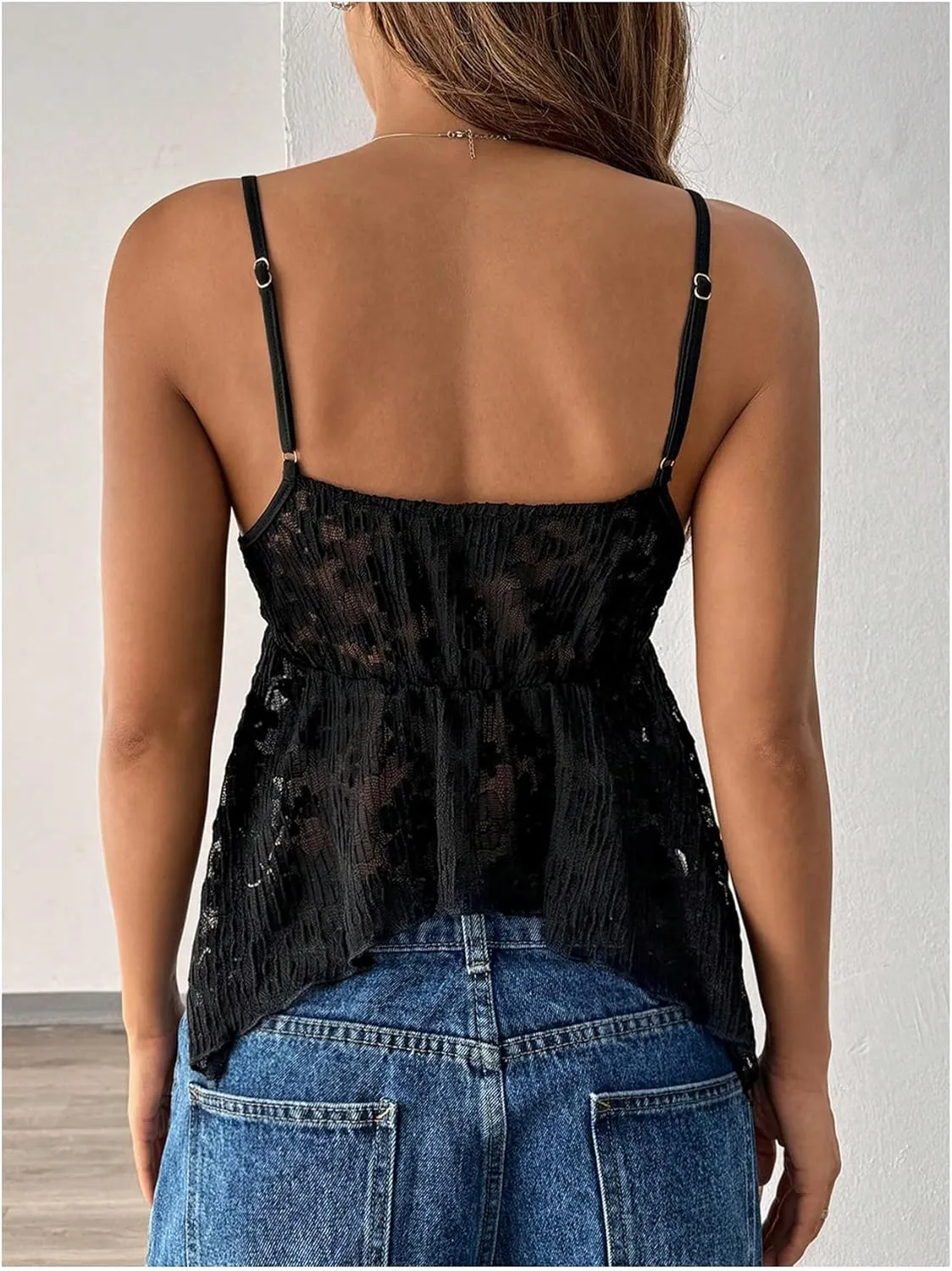 SOLY HUX Women's Sexy Y2k Camisole Lace V Neck Crop Top Summer Going Out Sleeveless Cami Tops