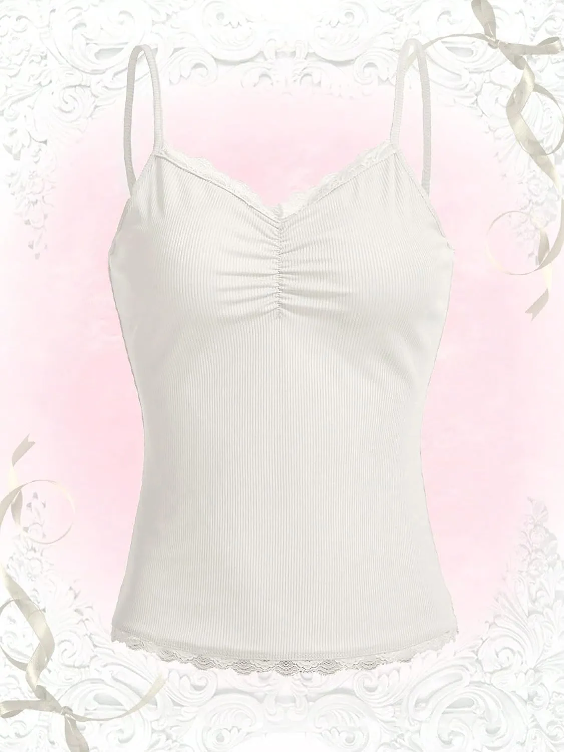 SOLY HUX Women's Y2k Floral Print Camisole Fairy Cute Lace Trim Cami Top Coquette Summer Vest Tops