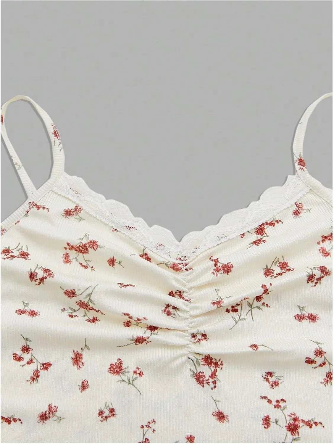 SOLY HUX Women's Y2k Floral Print Camisole Fairy Cute Lace Trim Cami Top Coquette Summer Vest Tops