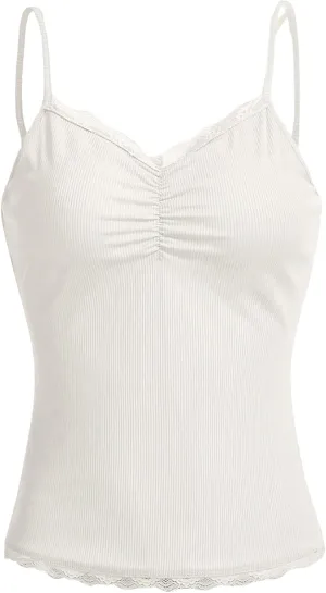 SOLY HUX Women's Y2k Floral Print Camisole Fairy Cute Lace Trim Cami Top Coquette Summer Vest Tops