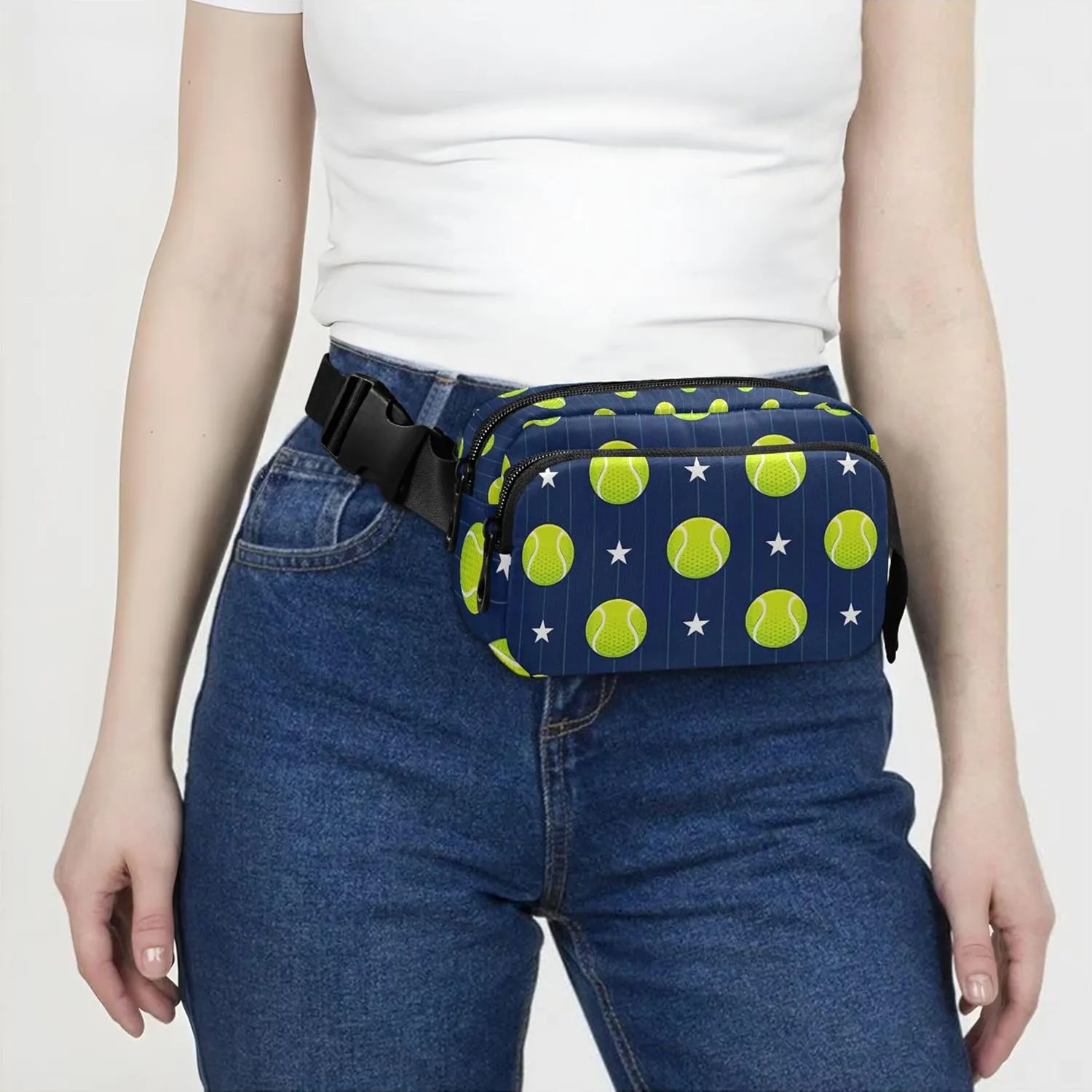 Sports Design Tennis Fanny Packs Women Waterproof Hip Bag Belt Pouch Bright Colored Travel Waist Bag