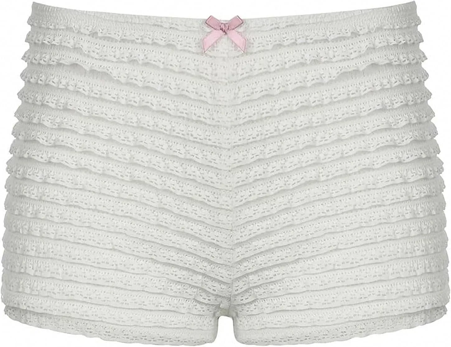 Sweet Bow Low-Waisted Hot Pants White Red Casual Basic Safety Pants Underwear Women Y2K Bottoms