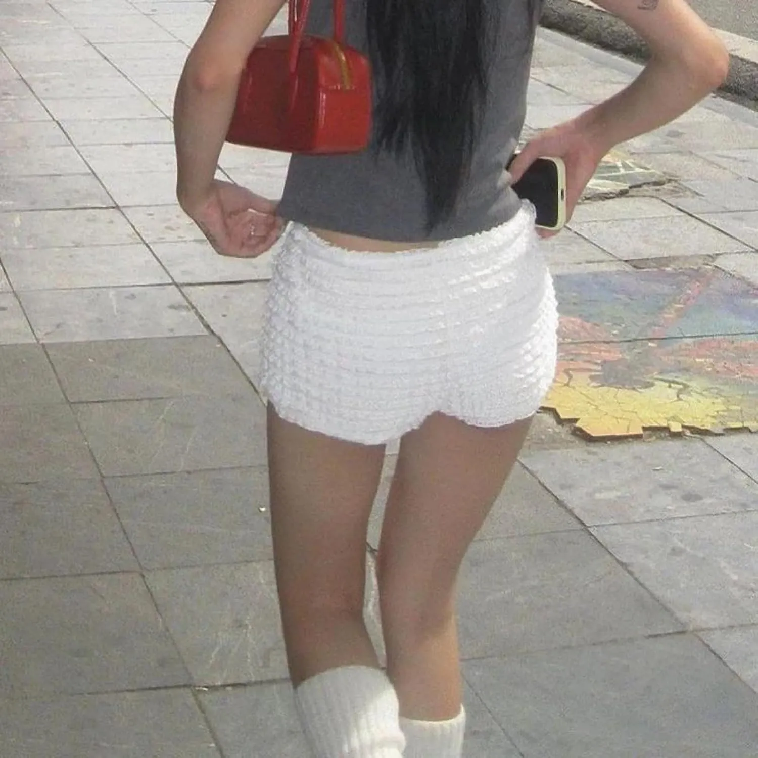 Sweet Bow Low-Waisted Hot Pants White Red Casual Basic Safety Pants Underwear Women Y2K Bottoms