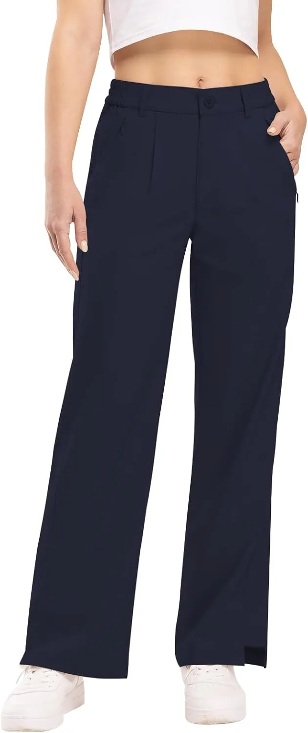TBMPOY Women's Linen Palazzo Pants High Waisted Work Business Casual Dress Pants Wide Leg Lounge Trousers with Pockets