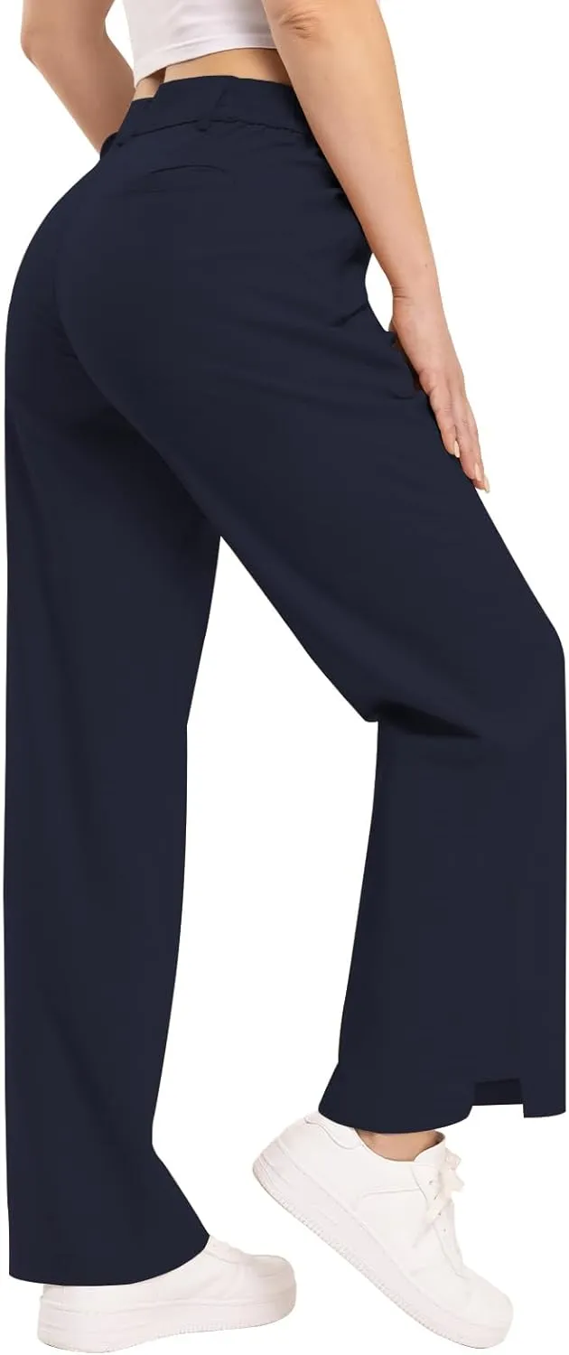 TBMPOY Women's Linen Palazzo Pants High Waisted Work Business Casual Dress Pants Wide Leg Lounge Trousers with Pockets