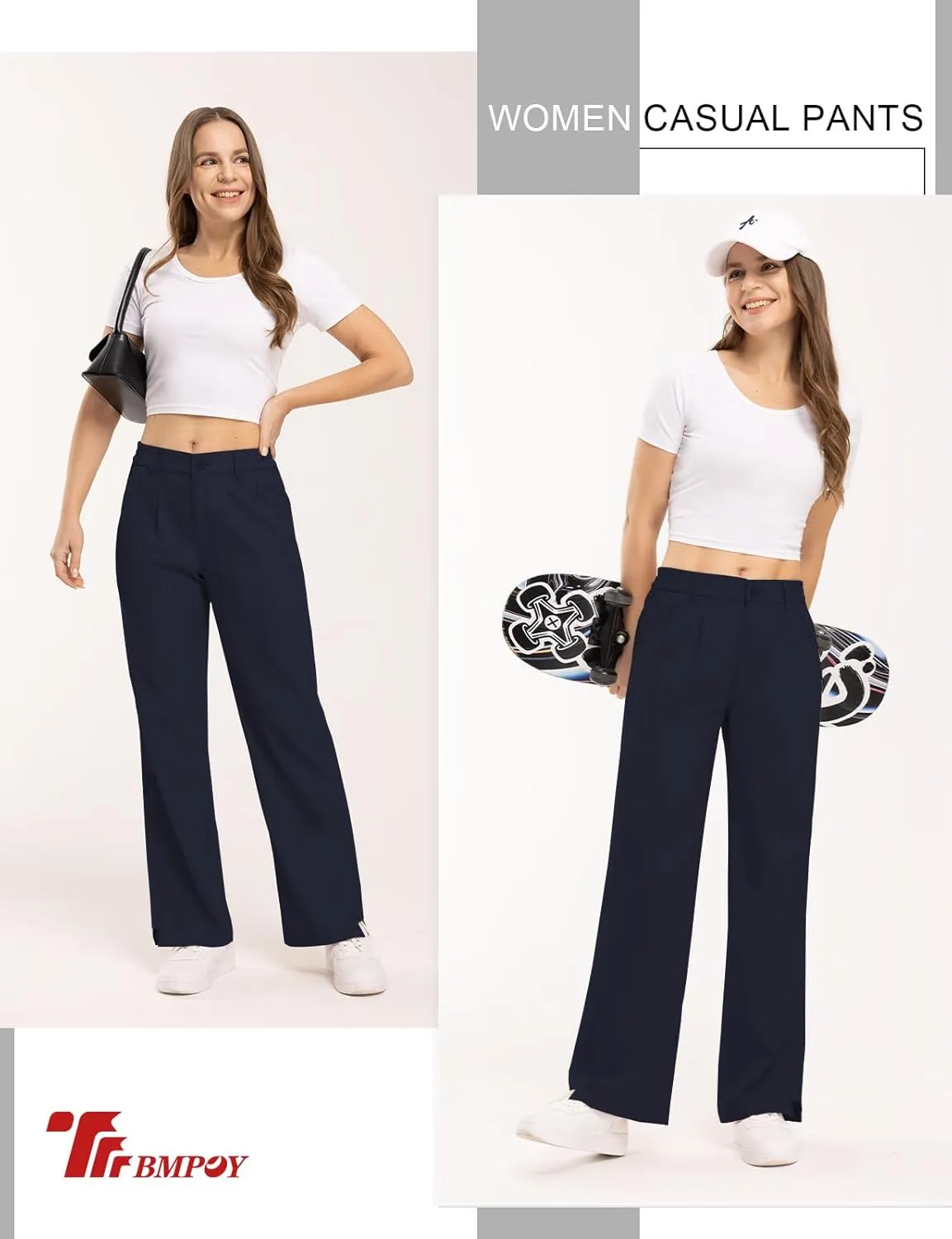 TBMPOY Women's Linen Palazzo Pants High Waisted Work Business Casual Dress Pants Wide Leg Lounge Trousers with Pockets