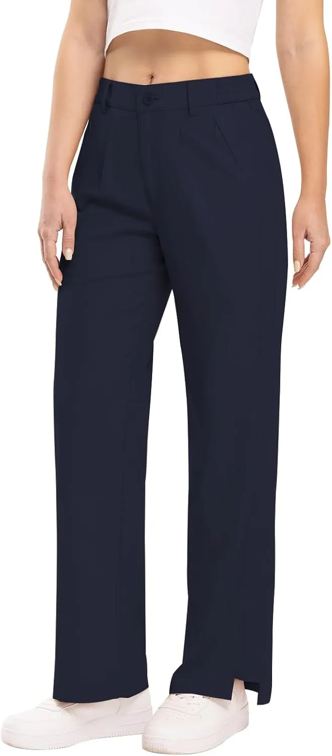 TBMPOY Women's Linen Palazzo Pants High Waisted Work Business Casual Dress Pants Wide Leg Lounge Trousers with Pockets