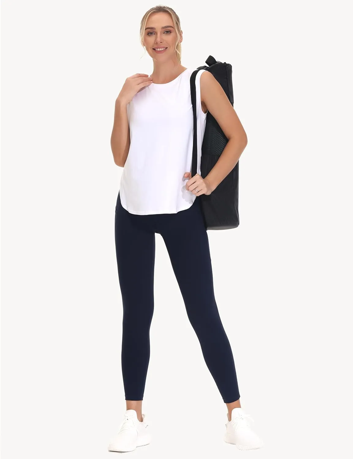 THE GYM PEOPLE Women's Cross Waist Workout Leggings Tummy Control High Waisted Athletic Yoga Pants with Pockets