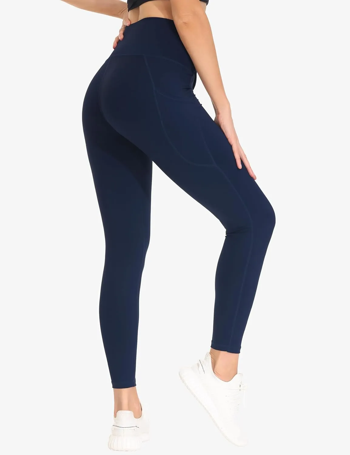 THE GYM PEOPLE Women's Cross Waist Workout Leggings Tummy Control High Waisted Athletic Yoga Pants with Pockets