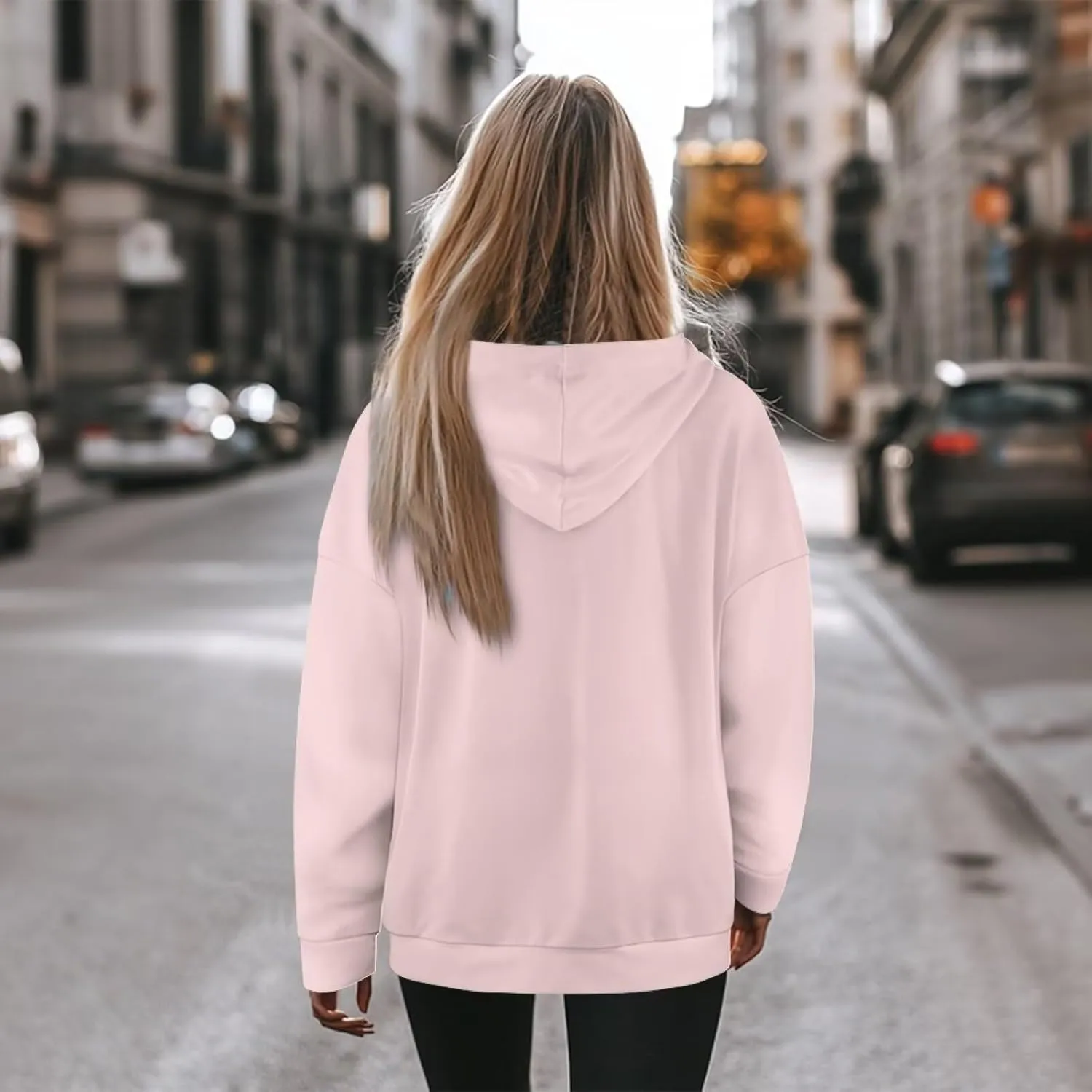 TOADDITDO Women's Casual Hoodies Long Sleeve Solid Lightweight Pullover Tops Loose Sweatshirt Hooded Size S-2XL