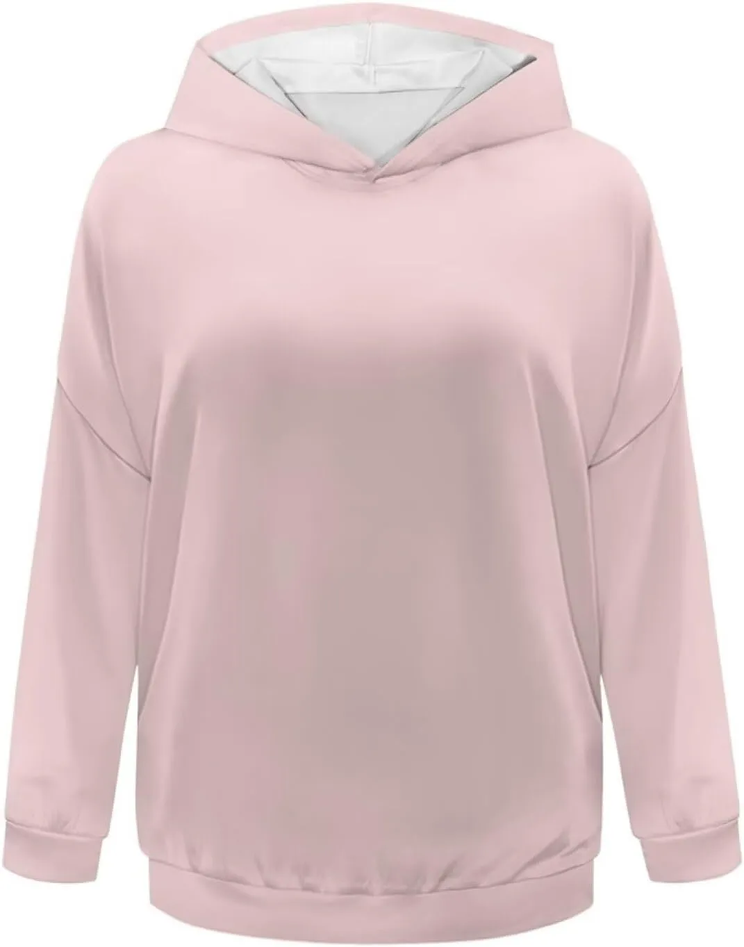 TOADDITDO Women's Casual Hoodies Long Sleeve Solid Lightweight Pullover Tops Loose Sweatshirt Hooded Size S-2XL