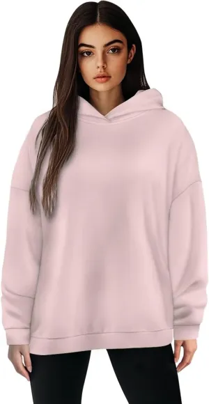 TOADDITDO Women's Casual Hoodies Long Sleeve Solid Lightweight Pullover Tops Loose Sweatshirt Hooded Size S-2XL