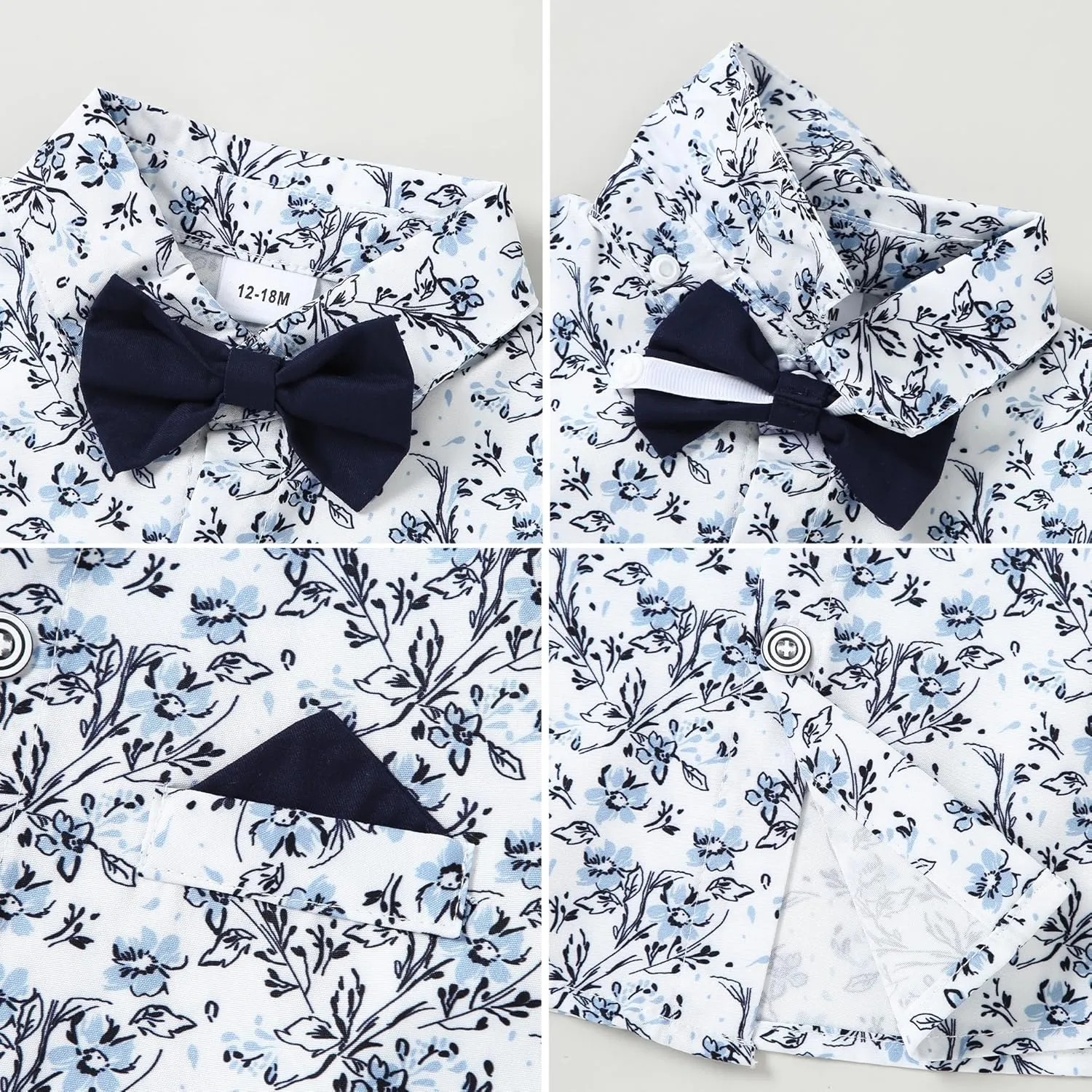 Toddler Baby Boy Clothes Suit 12M-5T Boys Formal Dress Shirt Bowtie Suspender Pants Gentleman Wedding Outfits