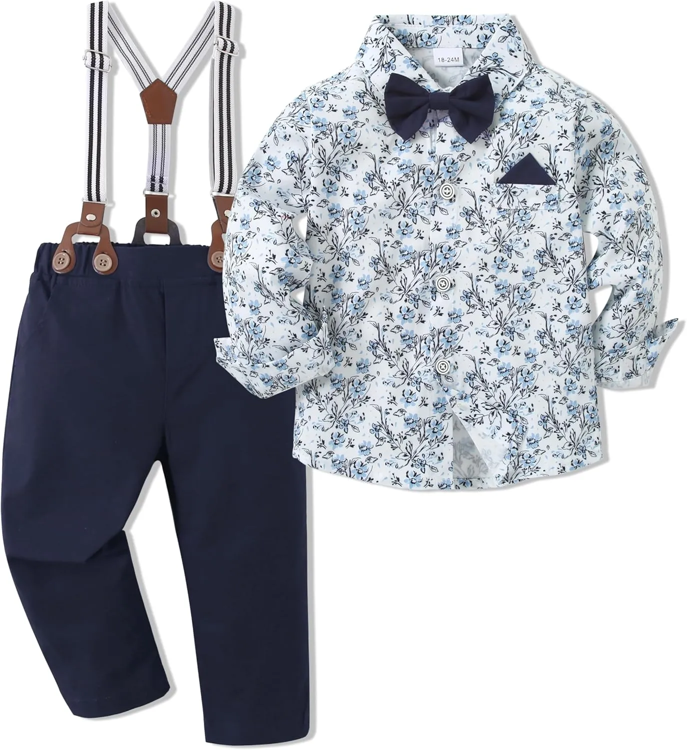 Toddler Baby Boy Clothes Suit 12M-5T Boys Formal Dress Shirt Bowtie Suspender Pants Gentleman Wedding Outfits
