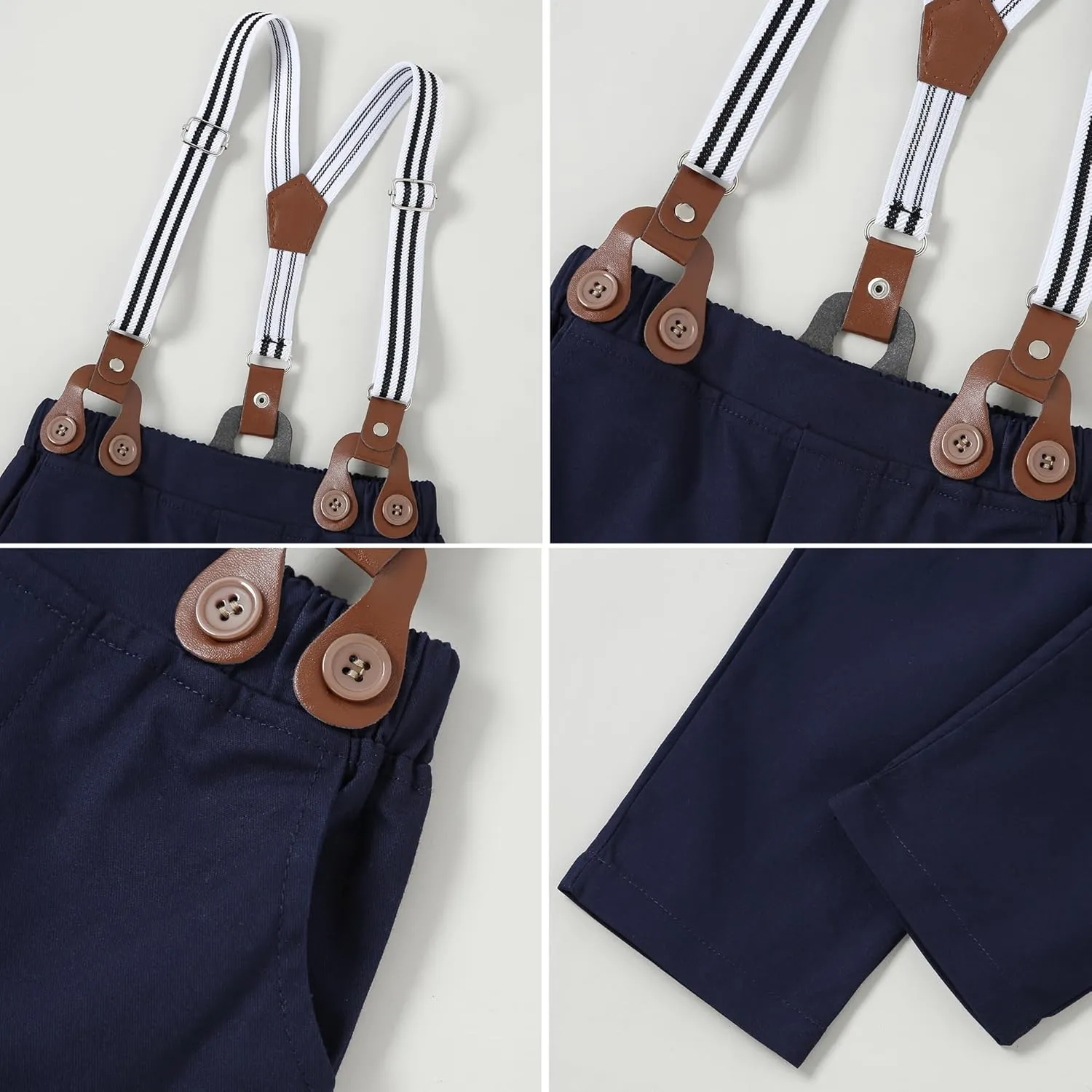 Toddler Baby Boy Clothes Suit 12M-5T Boys Formal Dress Shirt Bowtie Suspender Pants Gentleman Wedding Outfits