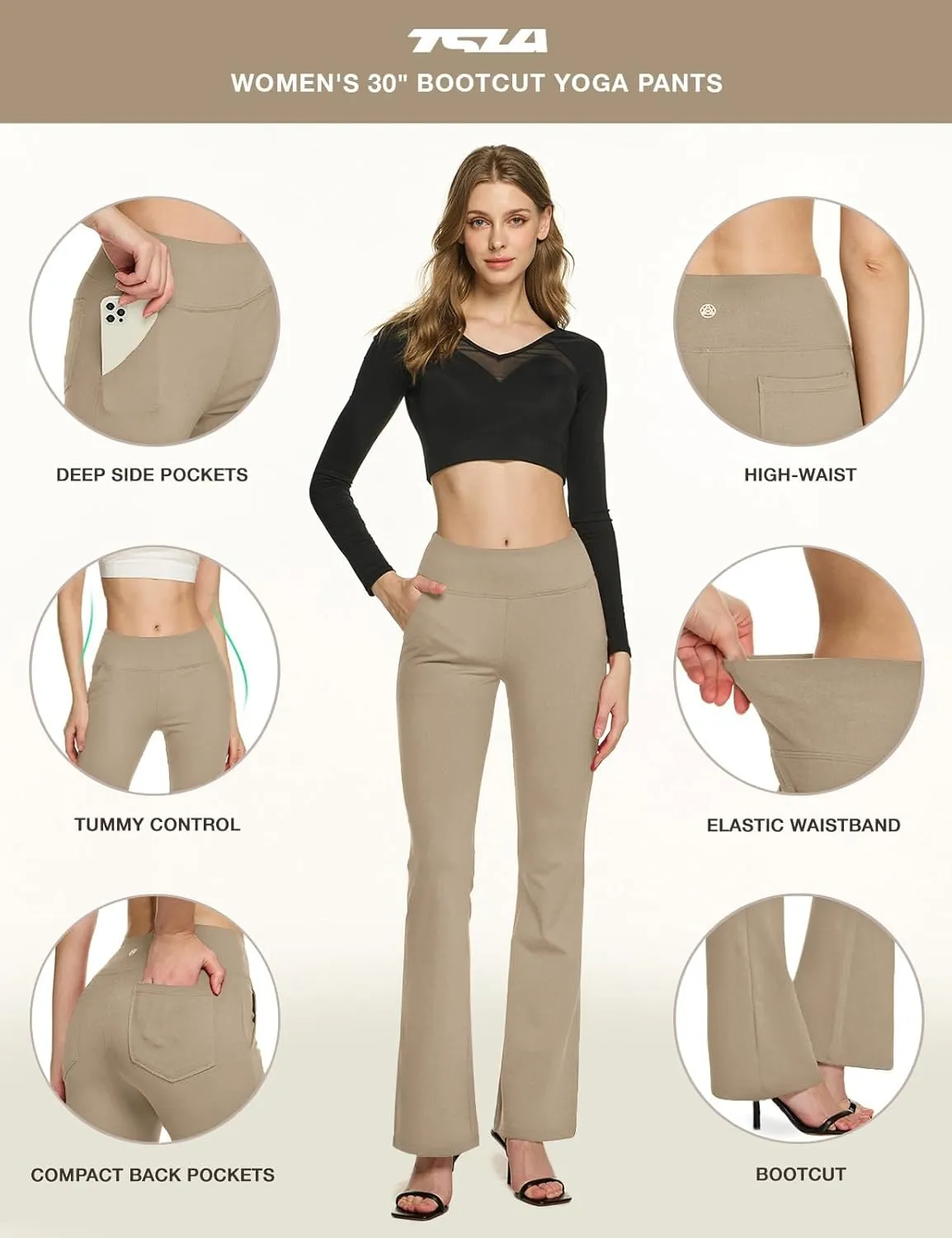 TSLA Women's Yoga & Dress Pants, Office Business Casual Work Slacks, Stretch Straight Leg/Bootcut Pants with 4 Pockets