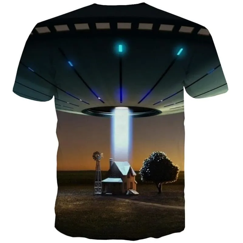 Ufo T-shirt Men Landscape Funny T shirts Tree T-shirts 3d Harajuku Shirt Print