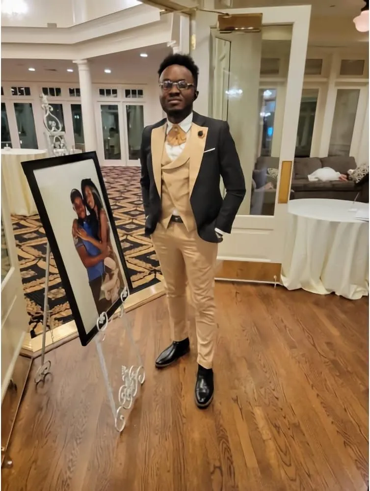 Wangyue Mens Suit Slim Fit 3 Piece Suits for Men Tuxedo Double Breasted Wedding Prom Tuxedo Party Blazer Vest Pants Set